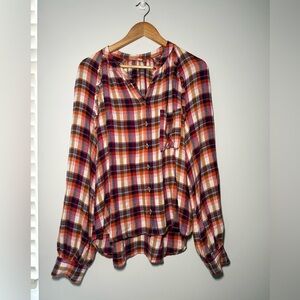 Pilcro Multicolor Plaid Button-Up Top
